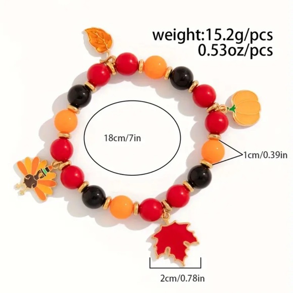 Handmade bohemian Autumn Bracelet, Halloween bracelet, Thanksgiving bracelet - Picture 4 of 5